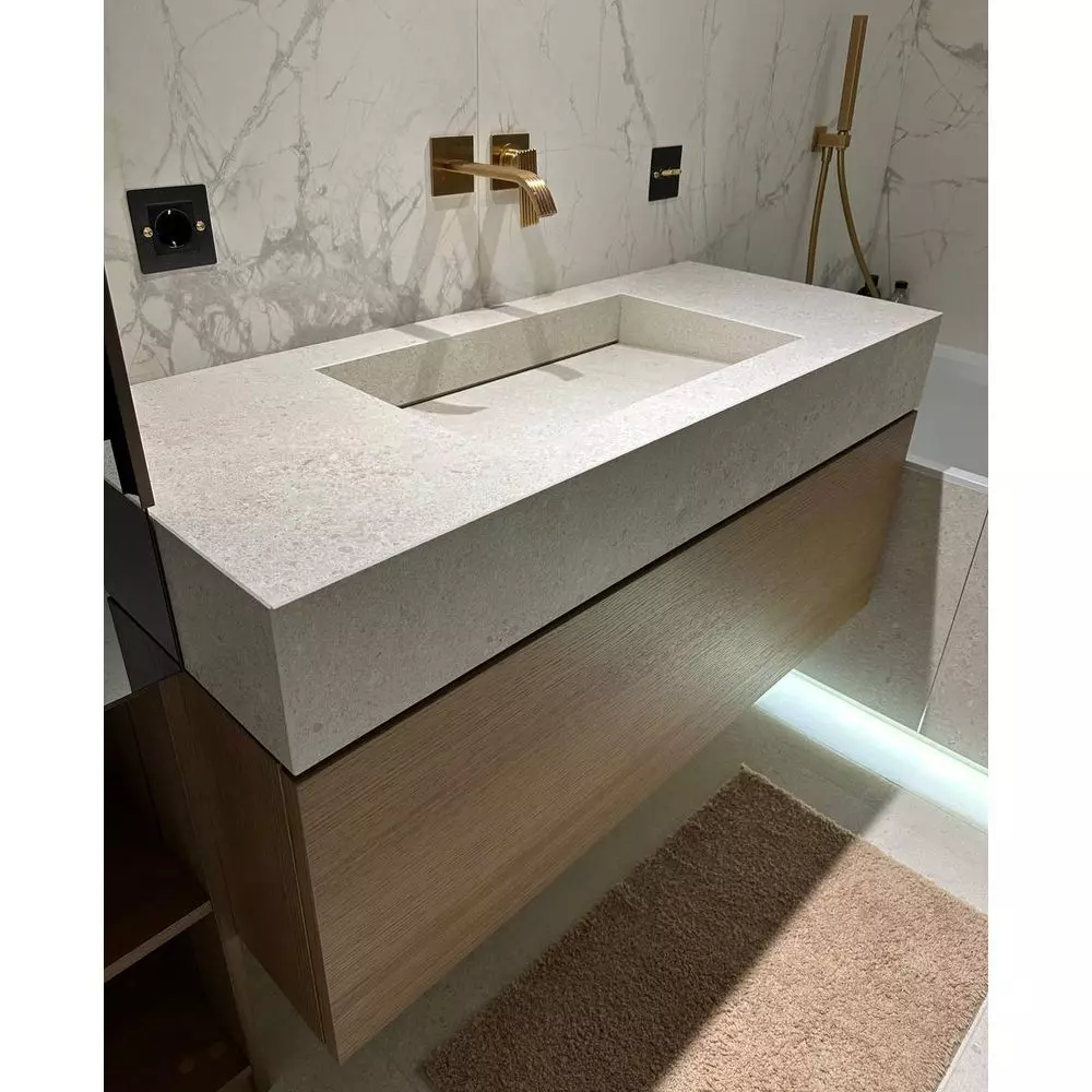 Умивальник підвісний Luxestone 120x55x16 см з керамограніту, зі